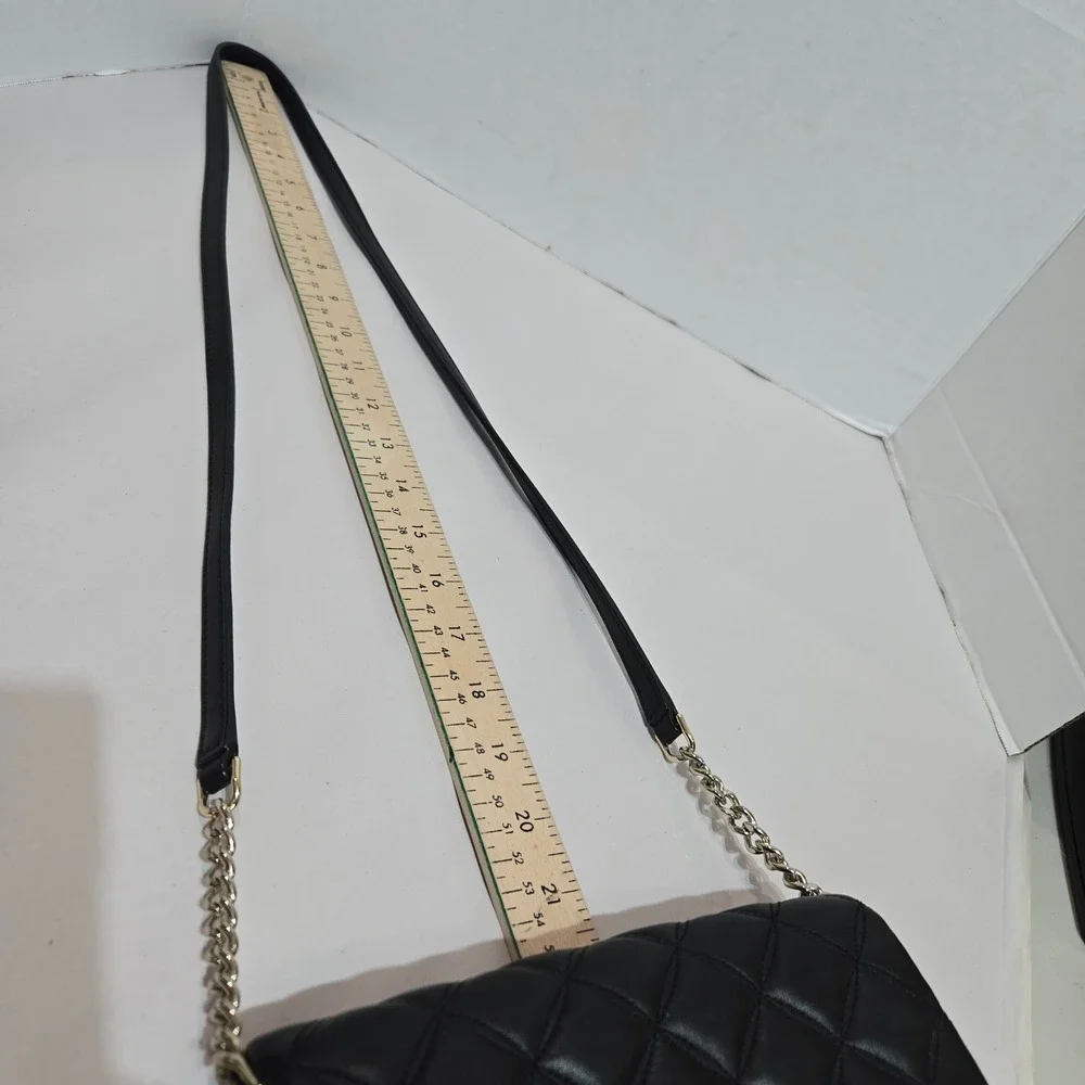 Kate Spade Natalia Crossbody Bag Small Black Quilted Leather Gold Turn-Lock 1418